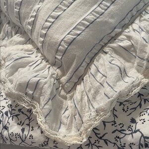 Lauren Ralph Lauren Blue &White Stripe Standard Sham w/2 1/2” ruffle lace detail